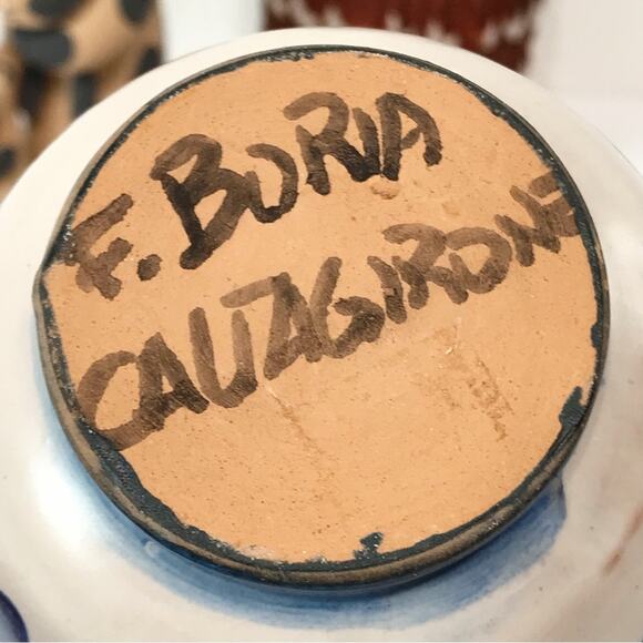 F Buria Caltagirone Sicily Floral Pottery Hand Painted Tonala Stoneware Bud Vase - Picture 2 of 16